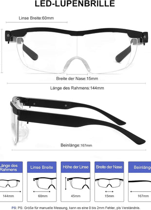 OLOTOS Lupenbrille LED Vergrößerungsbrille Leselupe Lesebrille Brille Lupe Vergrößerung